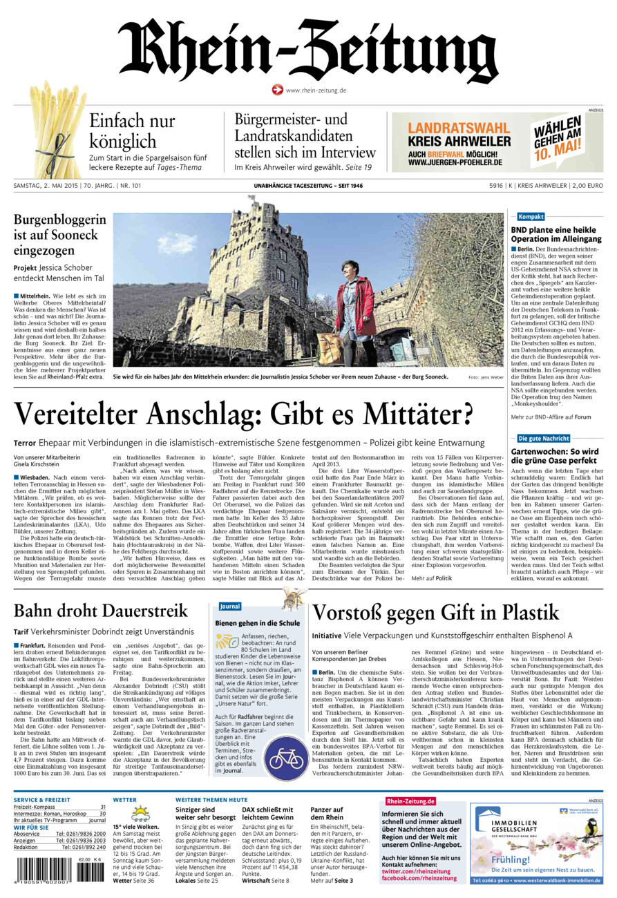 Rhein-Zeitung Kreis Ahrweiler vom Samstag, 02.05.2015