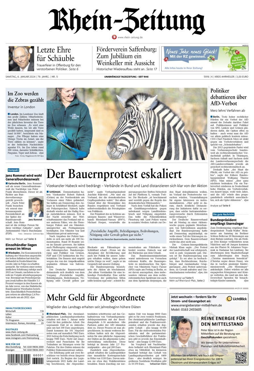 Rhein-Zeitung Kreis Ahrweiler vom Samstag, 06.01.2024