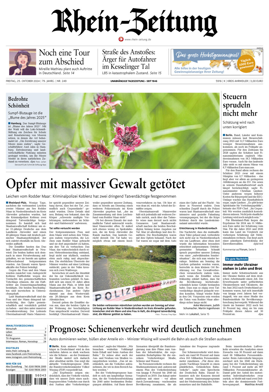 Rhein-Zeitung Kreis Ahrweiler vom Freitag, 25.10.2024