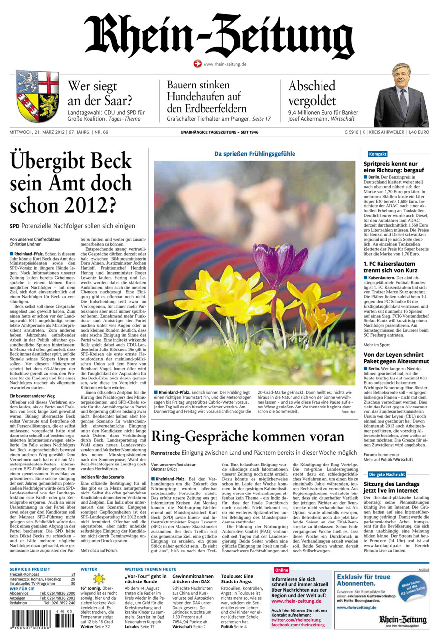 Rhein-Zeitung Kreis Ahrweiler vom Mittwoch, 21.03.2012