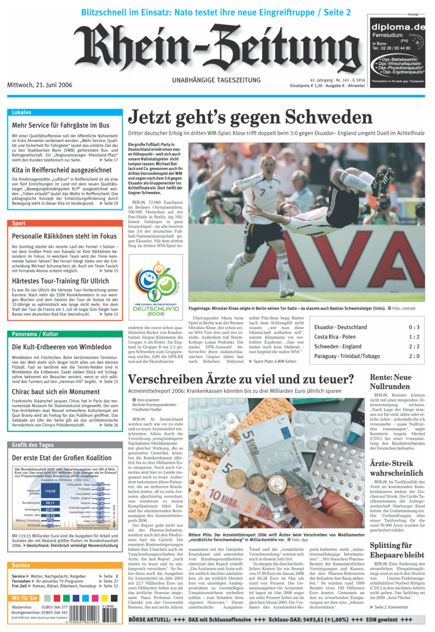 Rhein-Zeitung Kreis Ahrweiler vom Mittwoch, 21.06.2006
