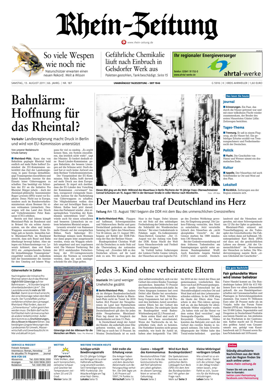 Rhein-Zeitung Kreis Ahrweiler vom Samstag, 13.08.2011