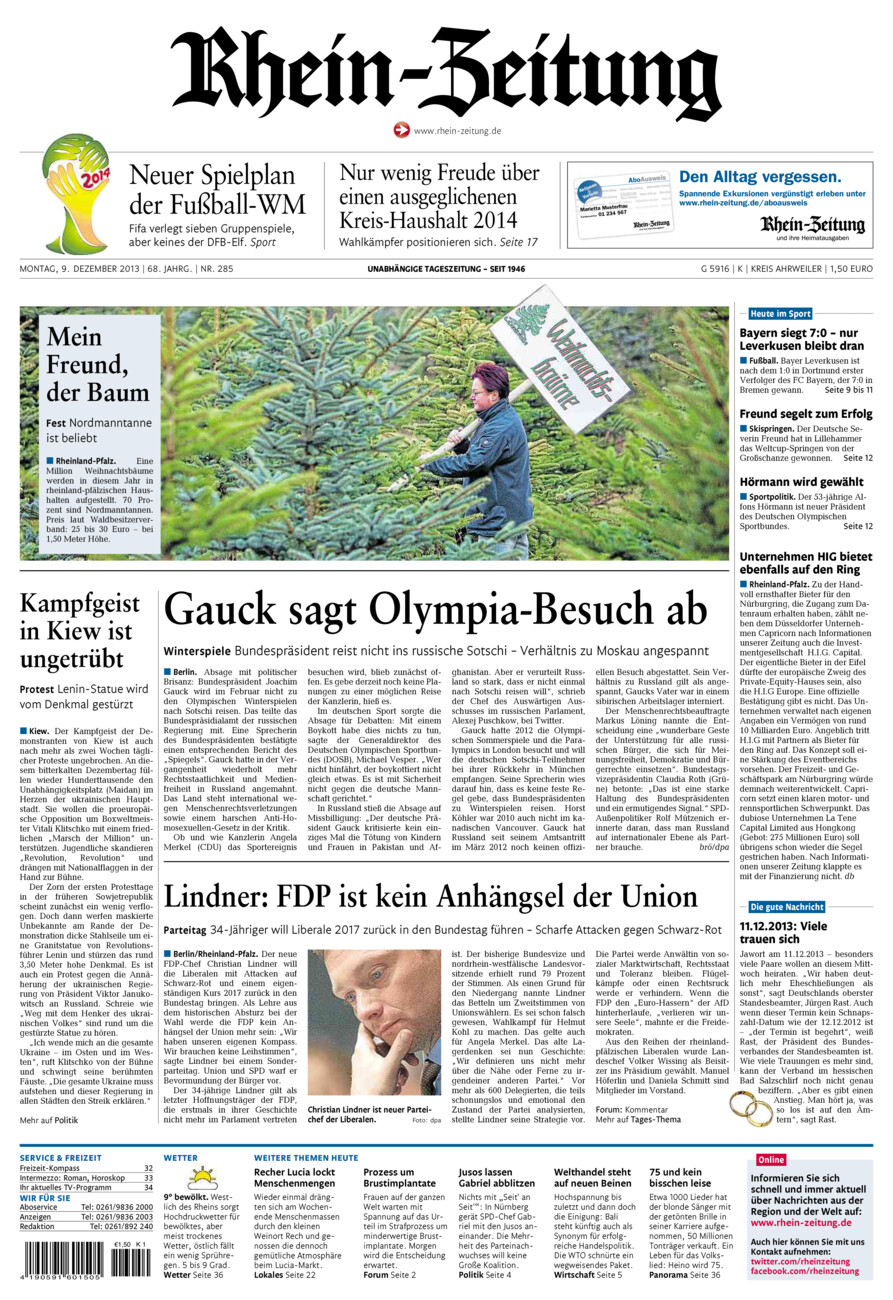 Rhein-Zeitung Kreis Ahrweiler vom Montag, 09.12.2013