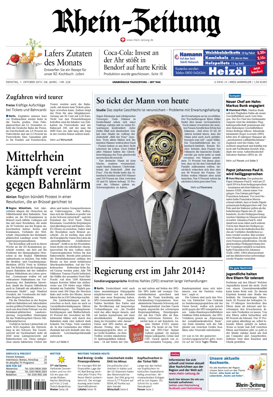 Rhein-Zeitung Kreis Ahrweiler vom Dienstag, 01.10.2013