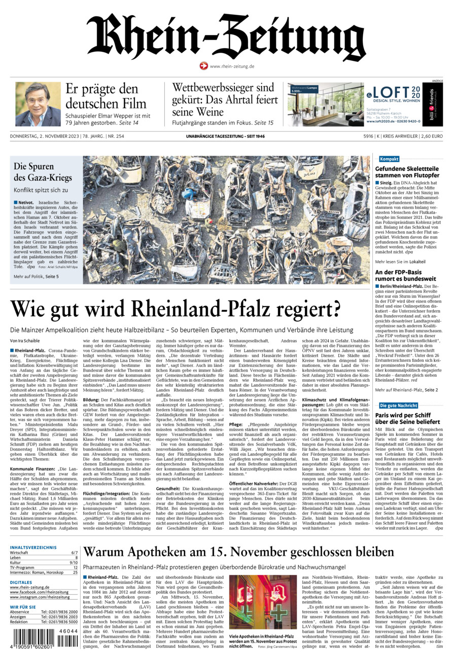 Rhein-Zeitung Kreis Ahrweiler vom Donnerstag, 02.11.2023