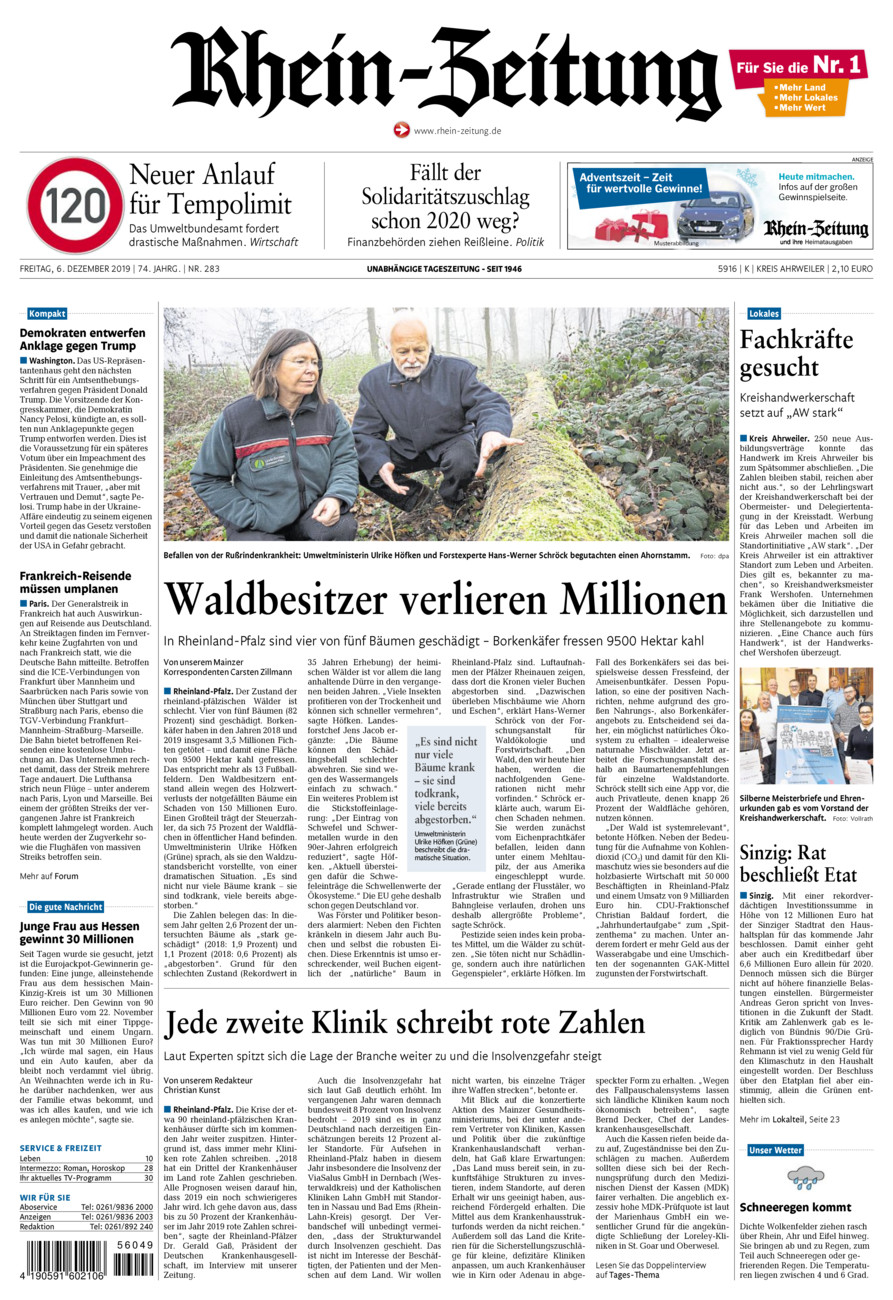 Rhein-Zeitung Kreis Ahrweiler vom Freitag, 06.12.2019