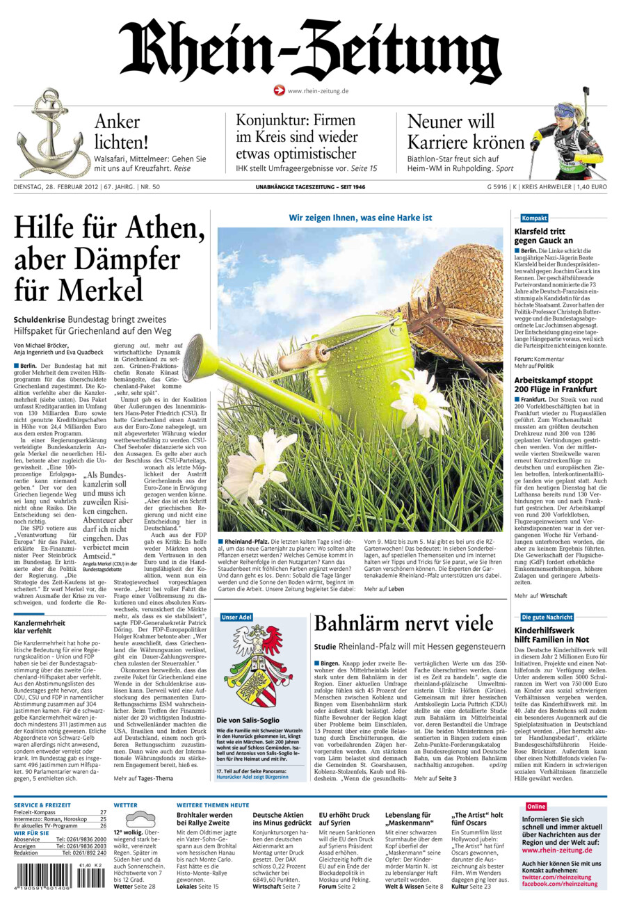 Rhein-Zeitung Kreis Ahrweiler vom Dienstag, 28.02.2012