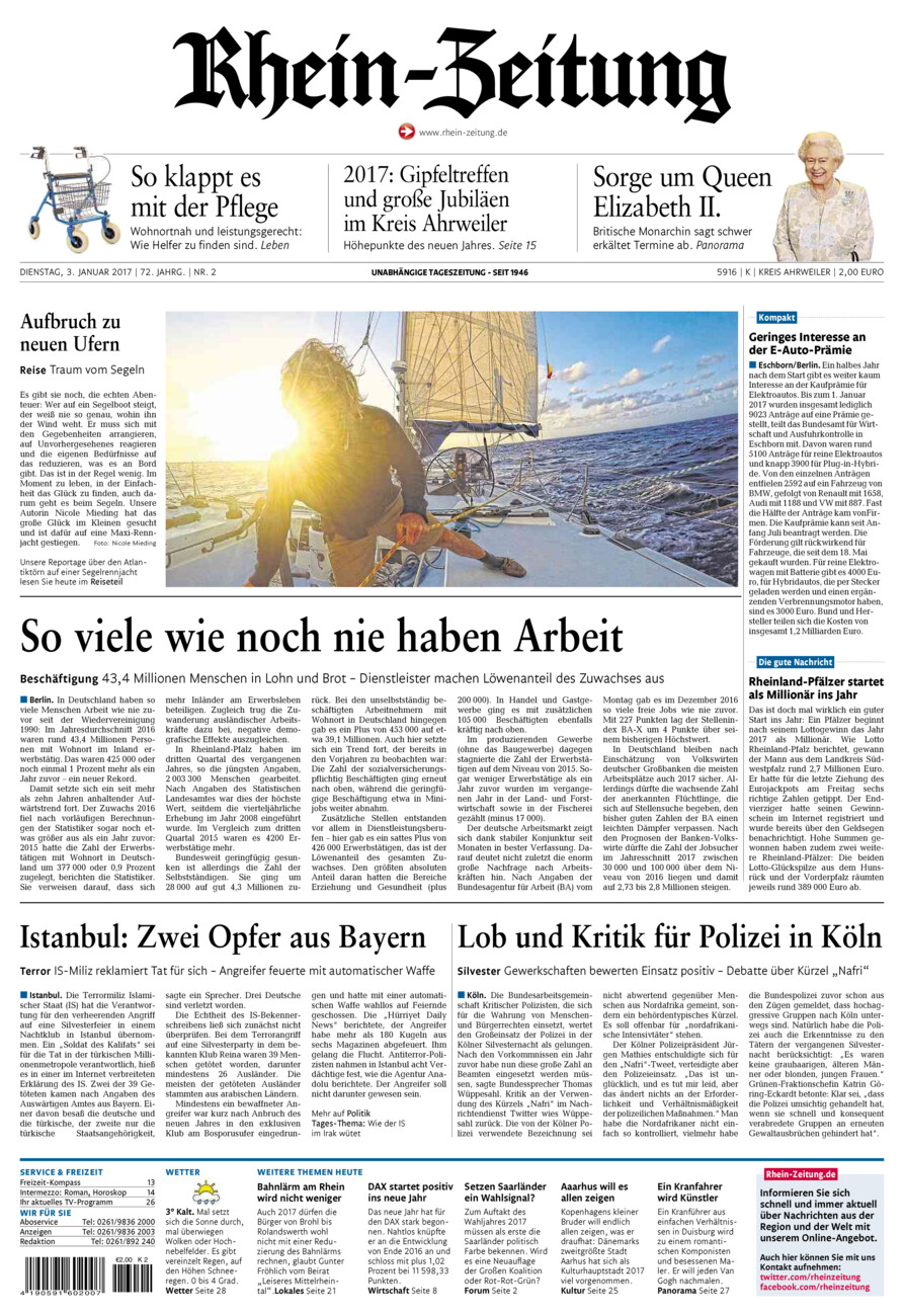 Rhein-Zeitung Kreis Ahrweiler vom Dienstag, 03.01.2017