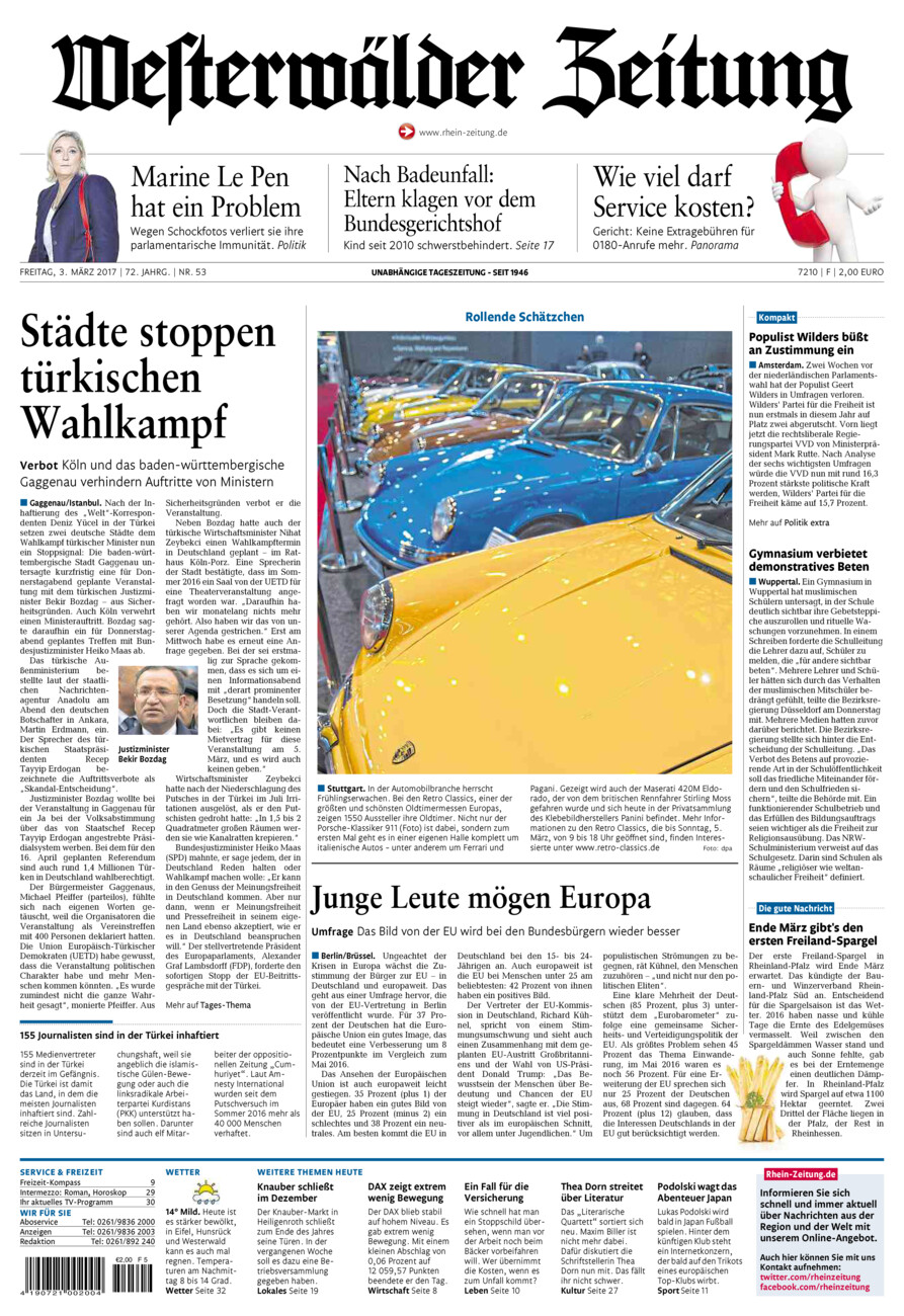 Westerwälder Zeitung vom Freitag, 03.03.2017