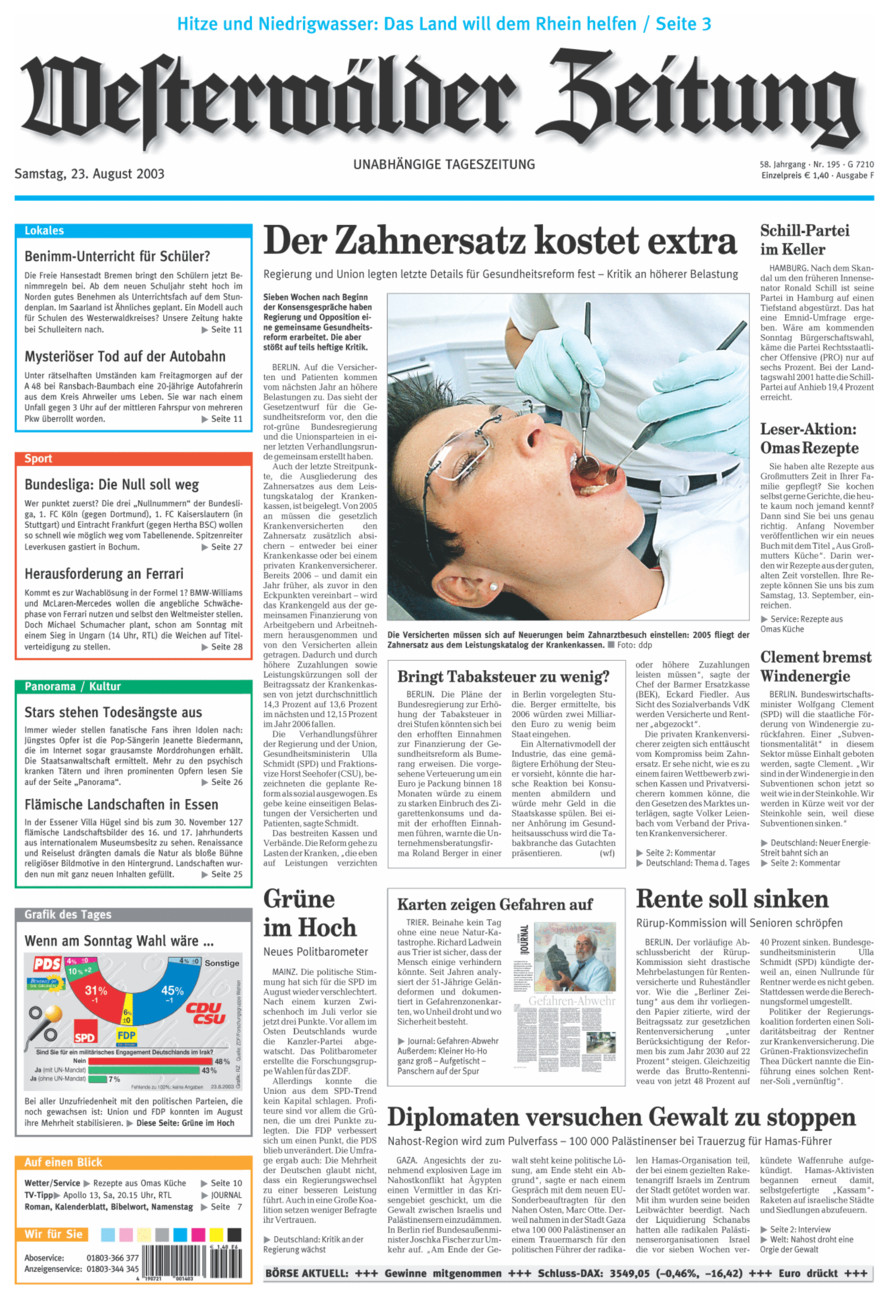 Westerwälder Zeitung vom Samstag, 23.08.2003