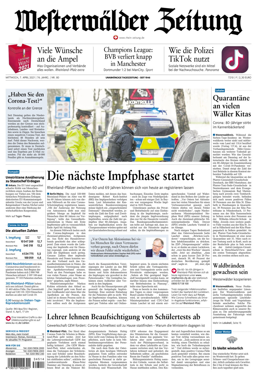 Westerwälder Zeitung vom Mittwoch, 07.04.2021