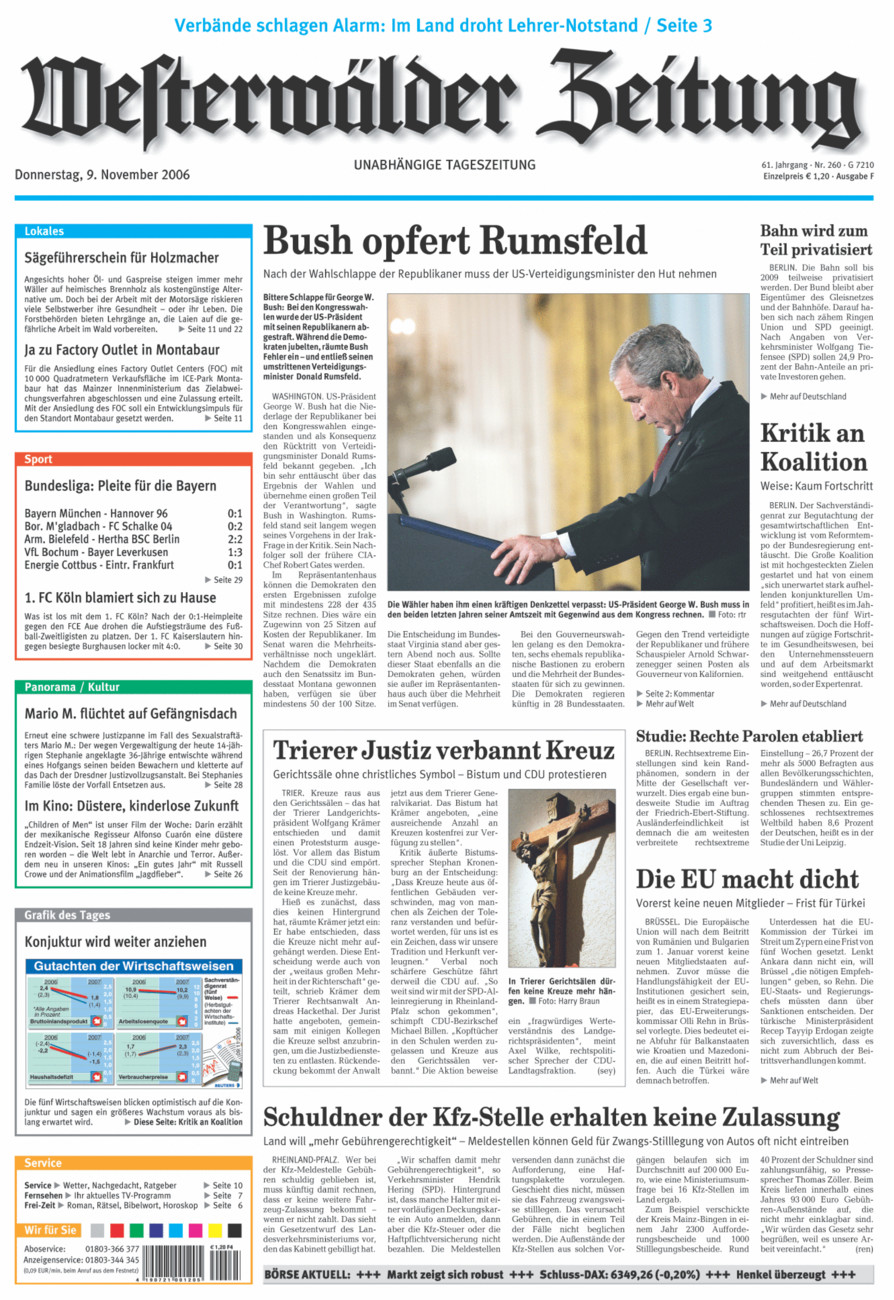Westerwälder Zeitung vom Donnerstag, 09.11.2006
