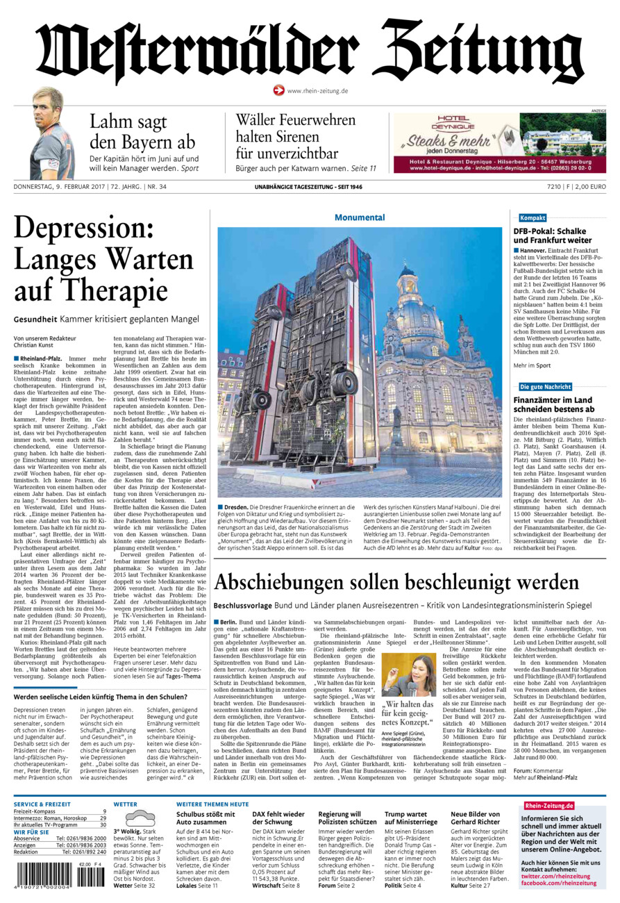 Westerwälder Zeitung vom Donnerstag, 09.02.2017