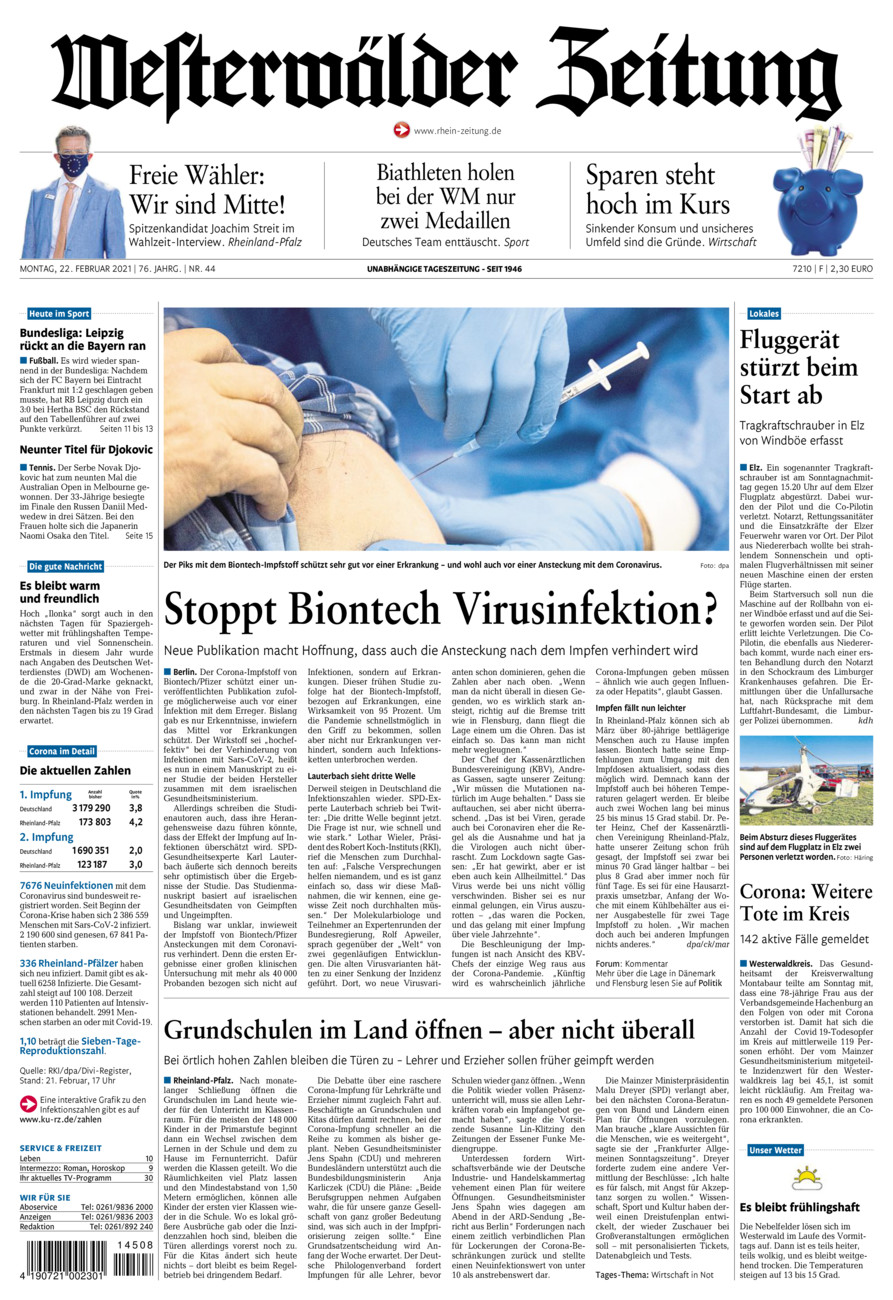 Westerwälder Zeitung vom Montag, 22.02.2021