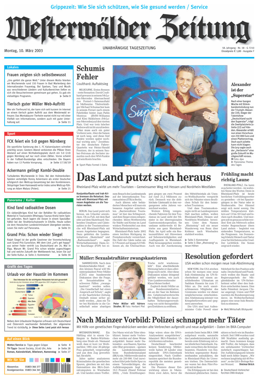 Westerwälder Zeitung vom Montag, 10.03.2003