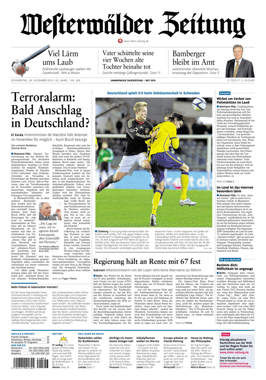 Westerwälder Zeitung vom Donnerstag, 18.11.2010