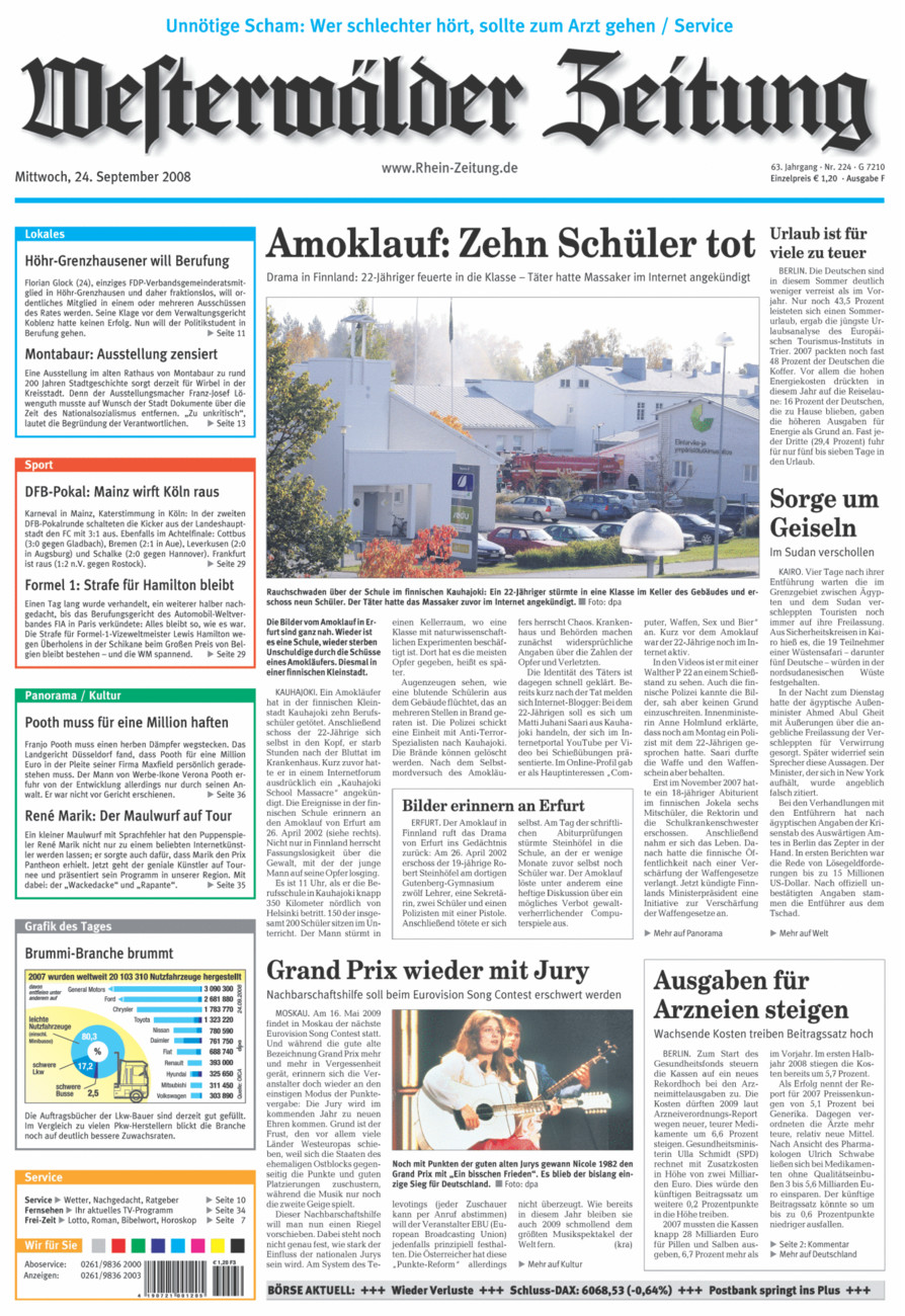Westerwälder Zeitung vom Mittwoch, 24.09.2008