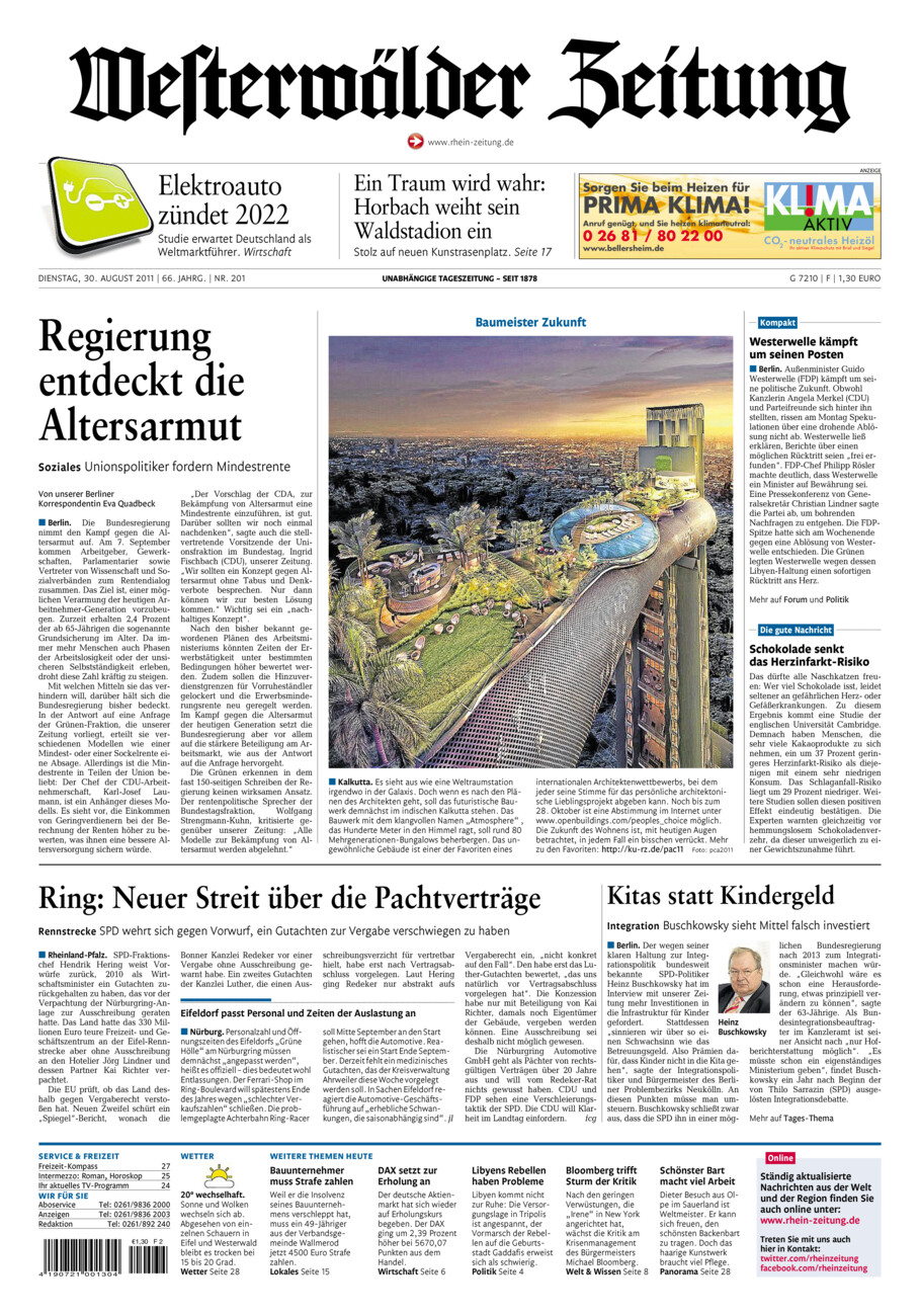 Westerwälder Zeitung vom Dienstag, 30.08.2011