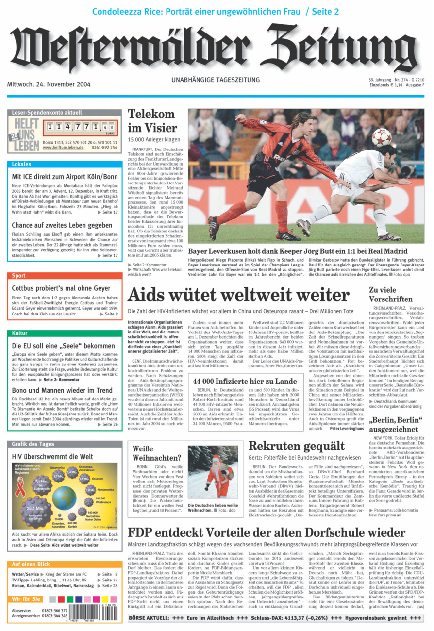 Westerwälder Zeitung vom Mittwoch, 24.11.2004