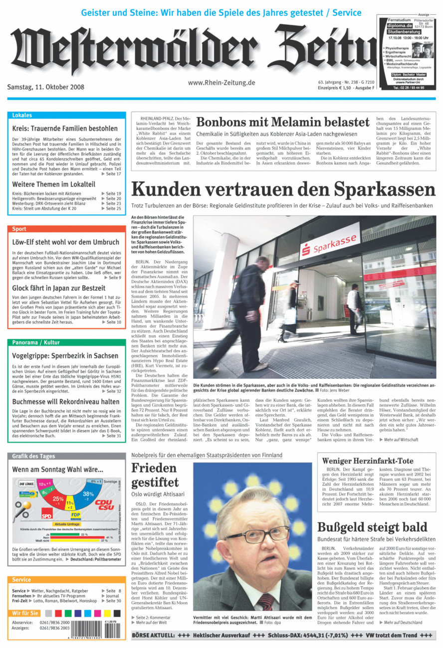 Westerwälder Zeitung vom Samstag, 11.10.2008