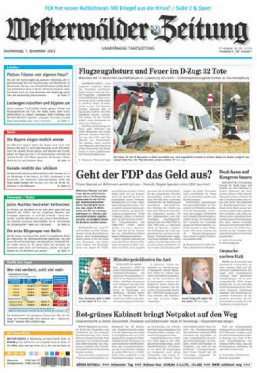 Westerwälder Zeitung vom Donnerstag, 07.11.2002