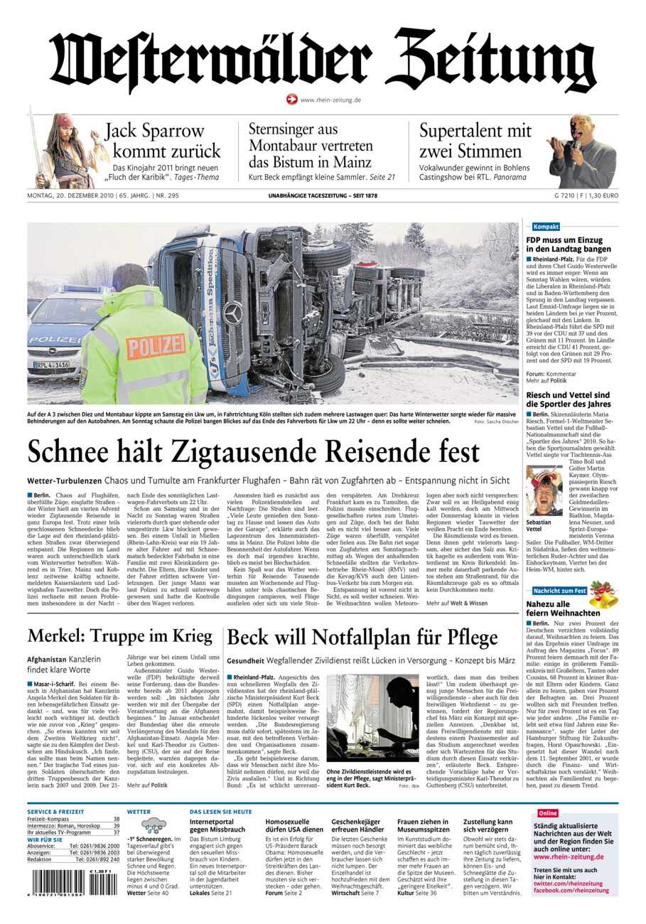 Westerwälder Zeitung vom Montag, 20.12.2010