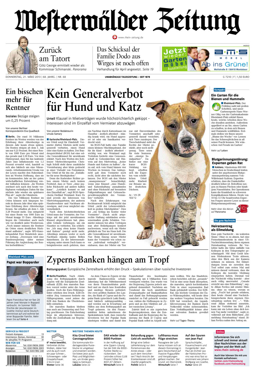 Westerwälder Zeitung vom Donnerstag, 21.03.2013