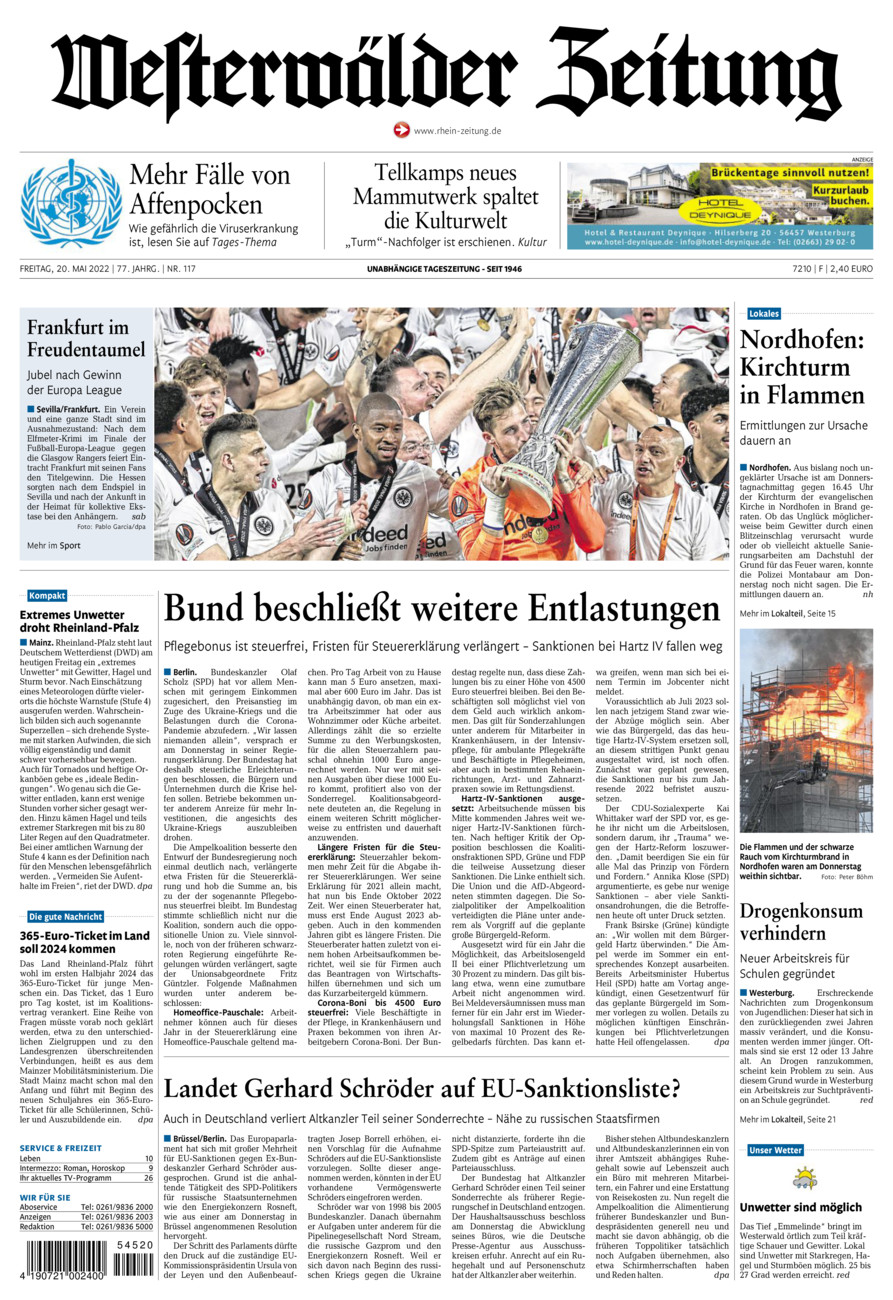 Westerwälder Zeitung vom Freitag, 20.05.2022