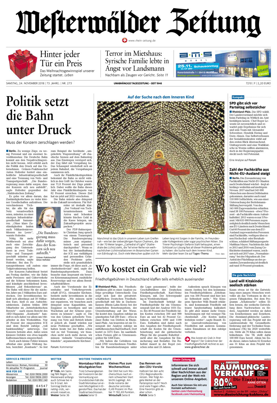 Westerwälder Zeitung vom Samstag, 24.11.2018