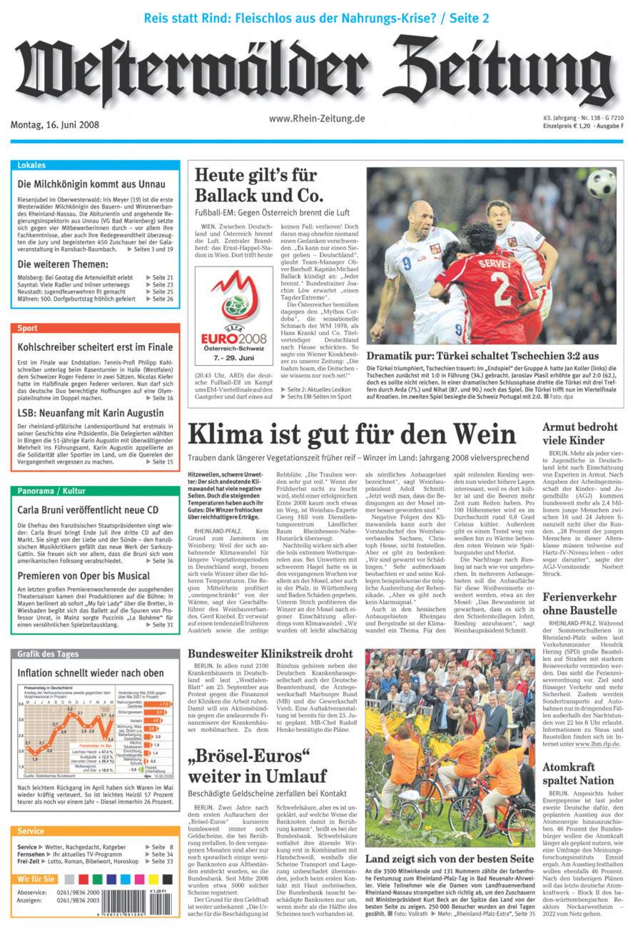 Westerwälder Zeitung vom Montag, 16.06.2008