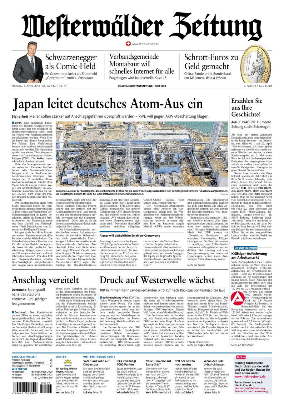 Westerwälder Zeitung vom Freitag, 01.04.2011