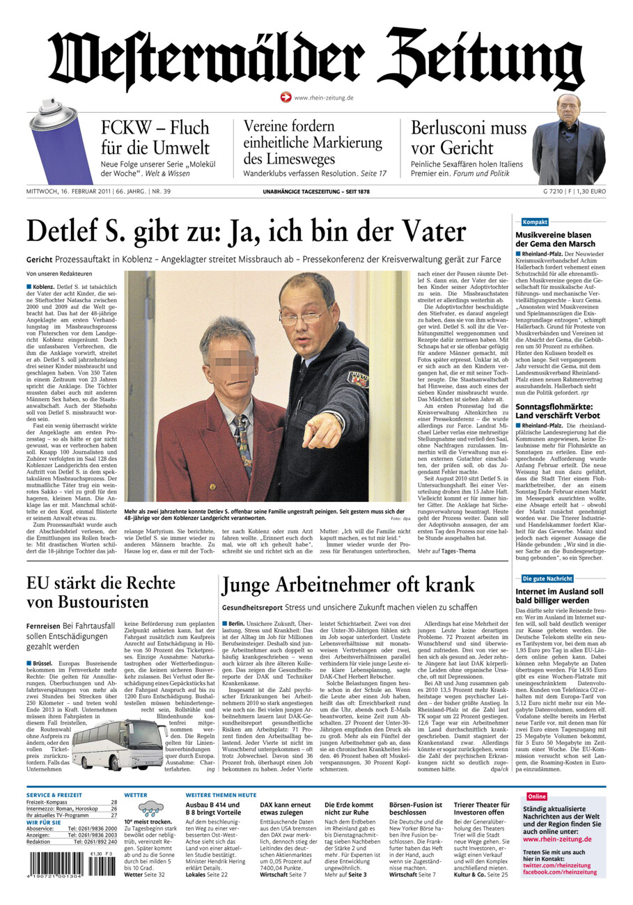 Westerwälder Zeitung vom Mittwoch, 16.02.2011