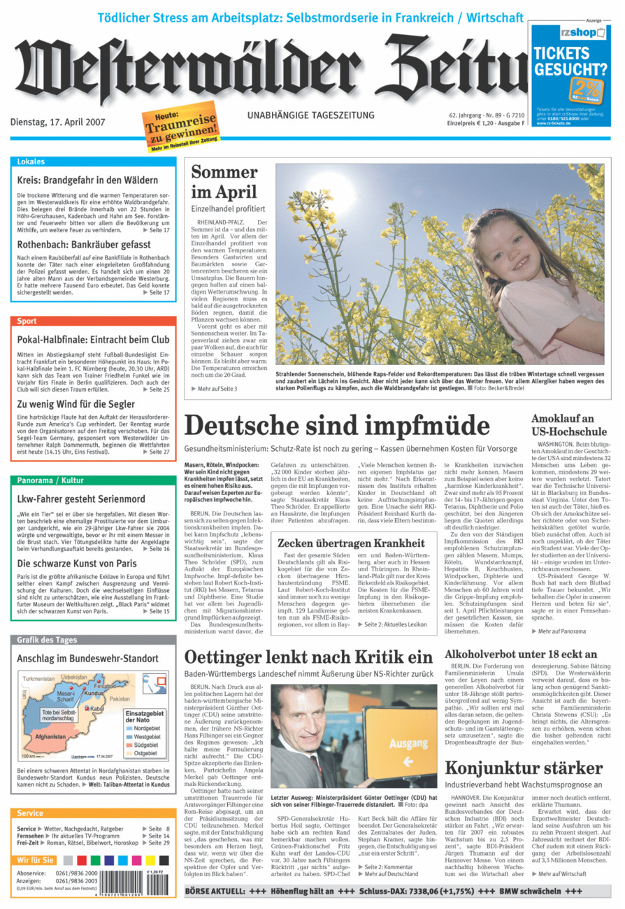 Westerwälder Zeitung vom Dienstag, 17.04.2007