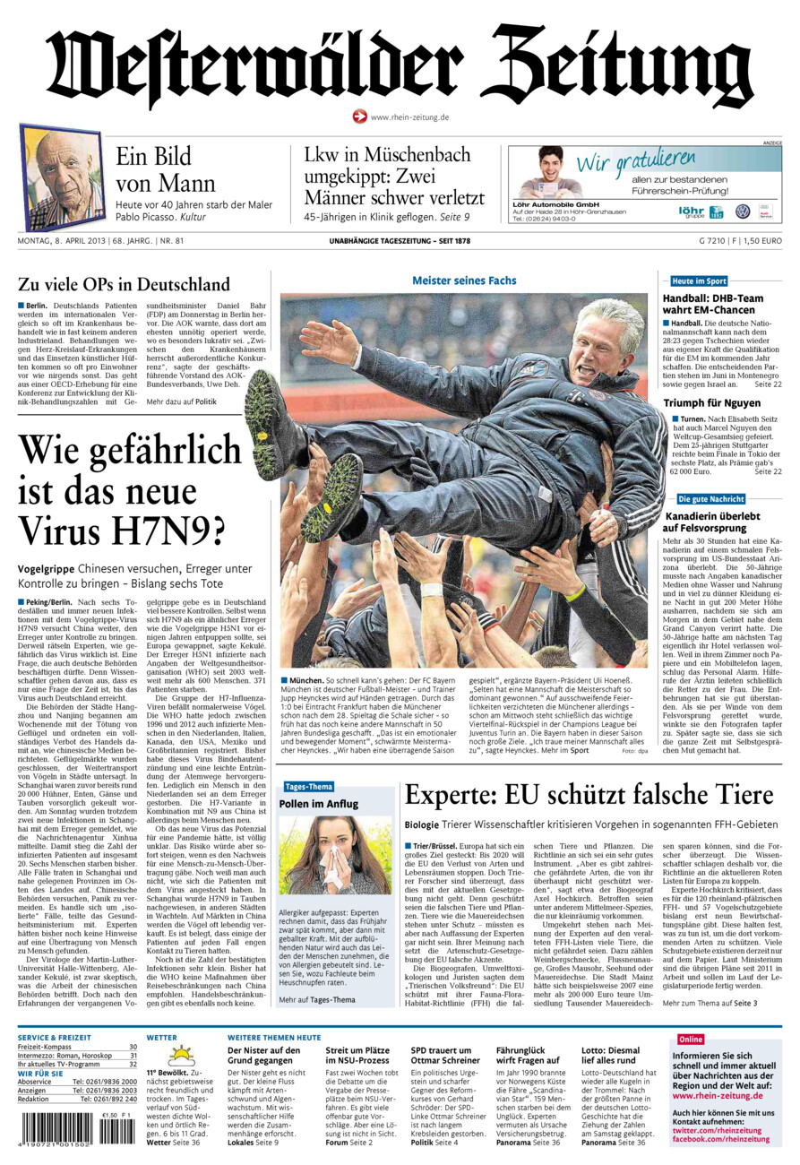 Westerwälder Zeitung vom Montag, 08.04.2013