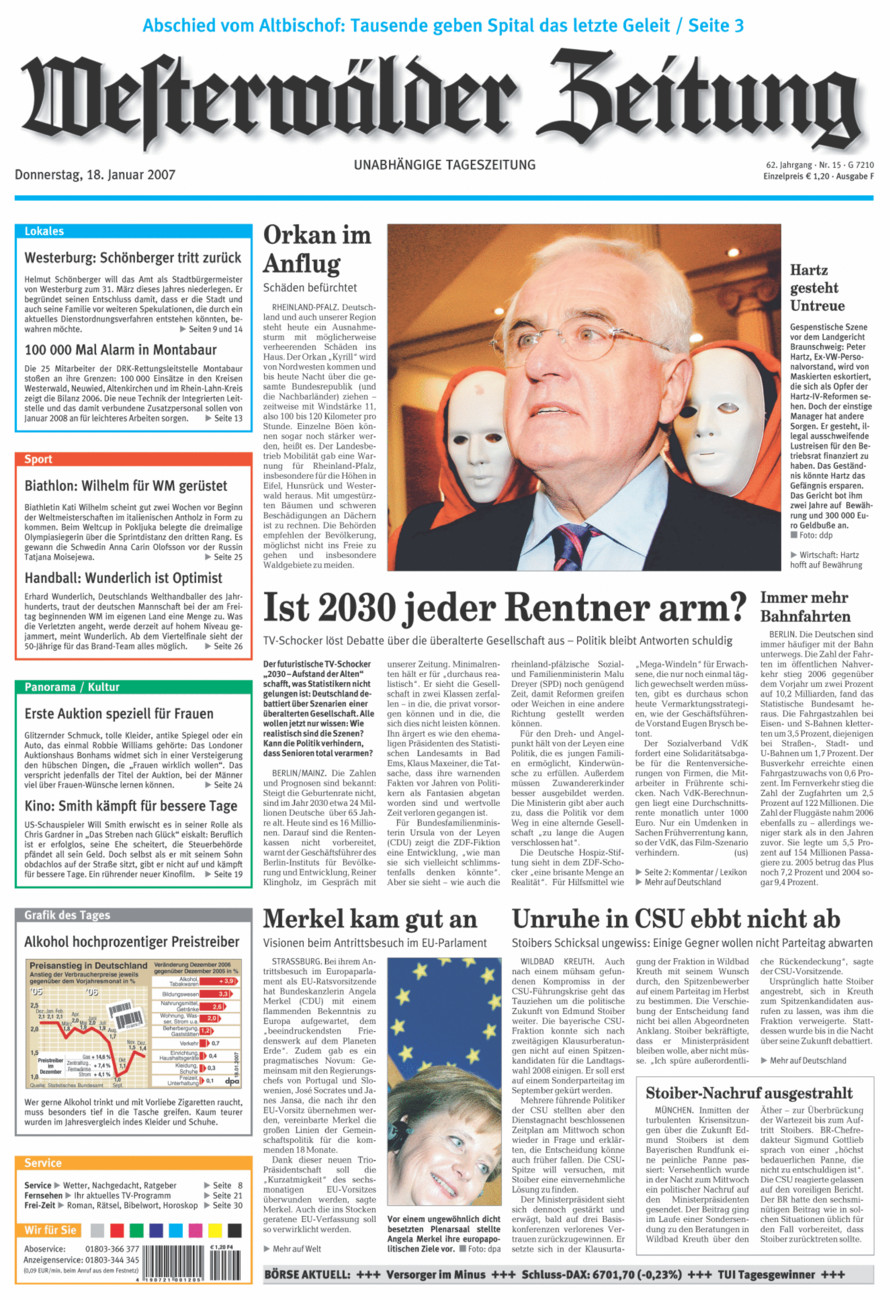 Westerwälder Zeitung vom Donnerstag, 18.01.2007