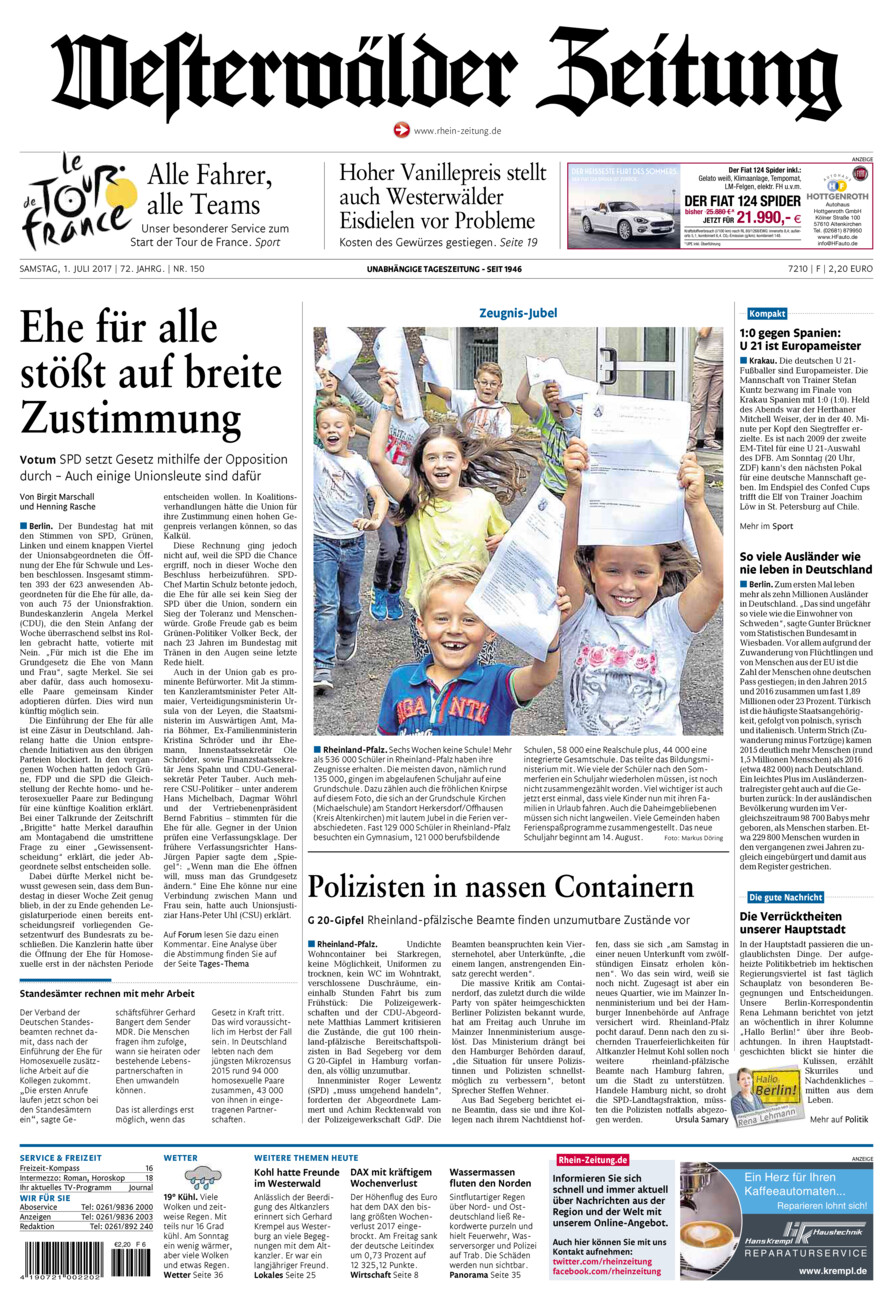 Westerwälder Zeitung vom Samstag, 01.07.2017