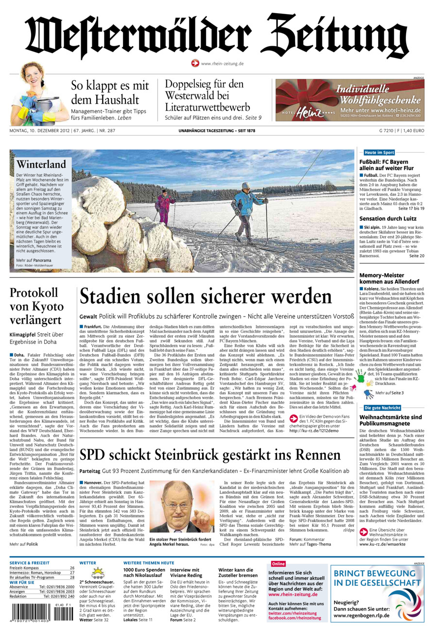 Westerwälder Zeitung vom Montag, 10.12.2012