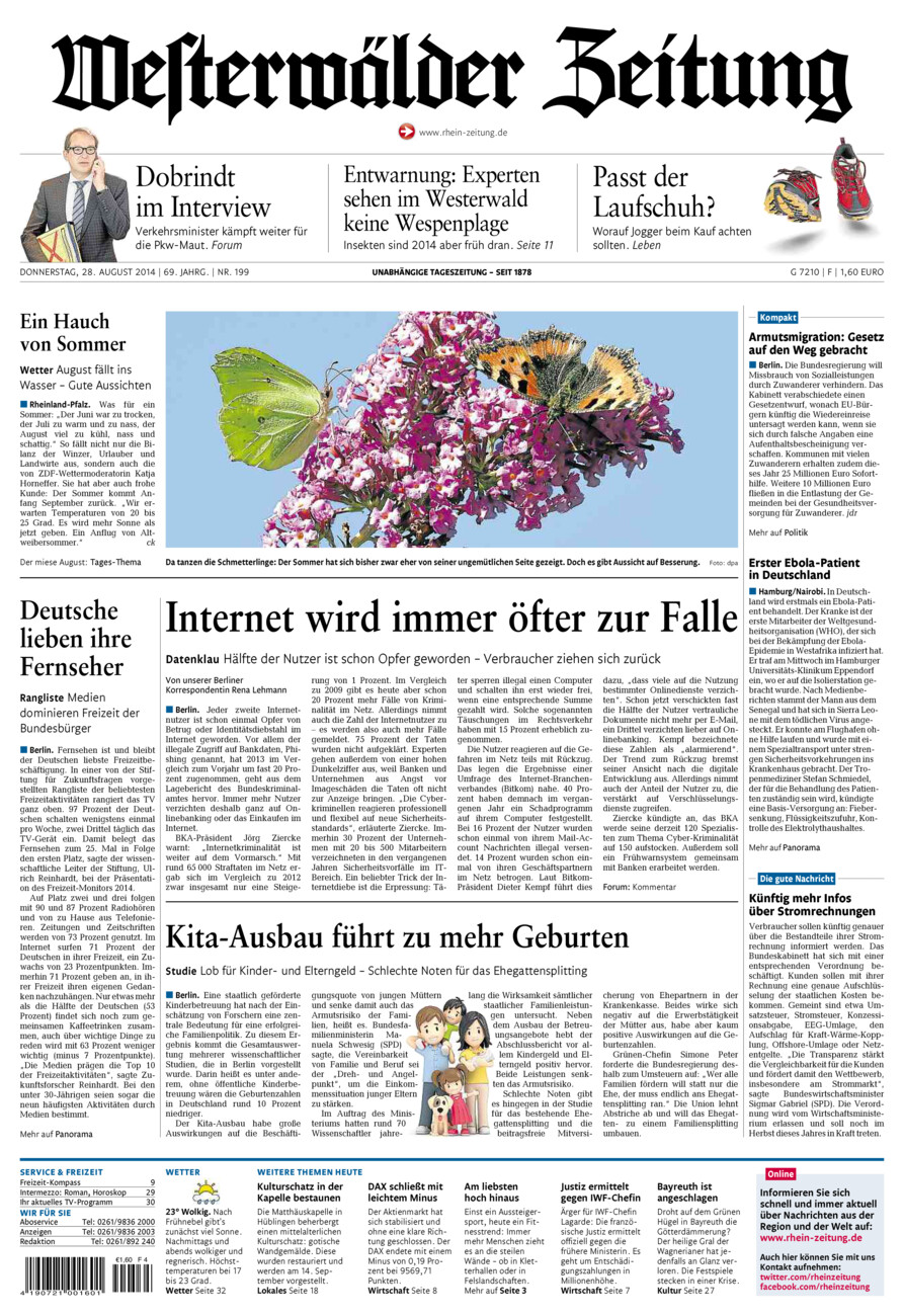 Westerwälder Zeitung vom Donnerstag, 28.08.2014