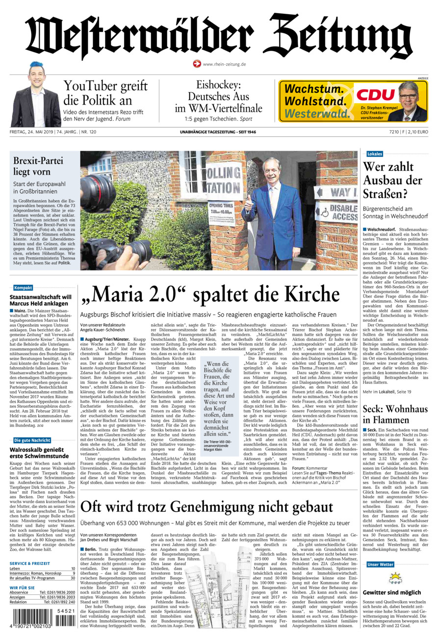 Westerwälder Zeitung vom Freitag, 24.05.2019
