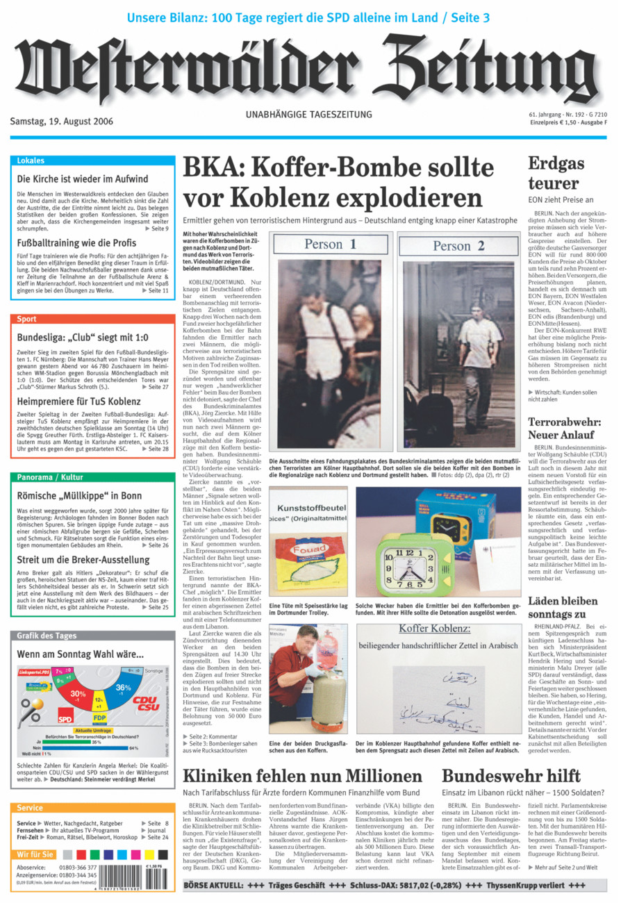 Westerwälder Zeitung vom Samstag, 19.08.2006