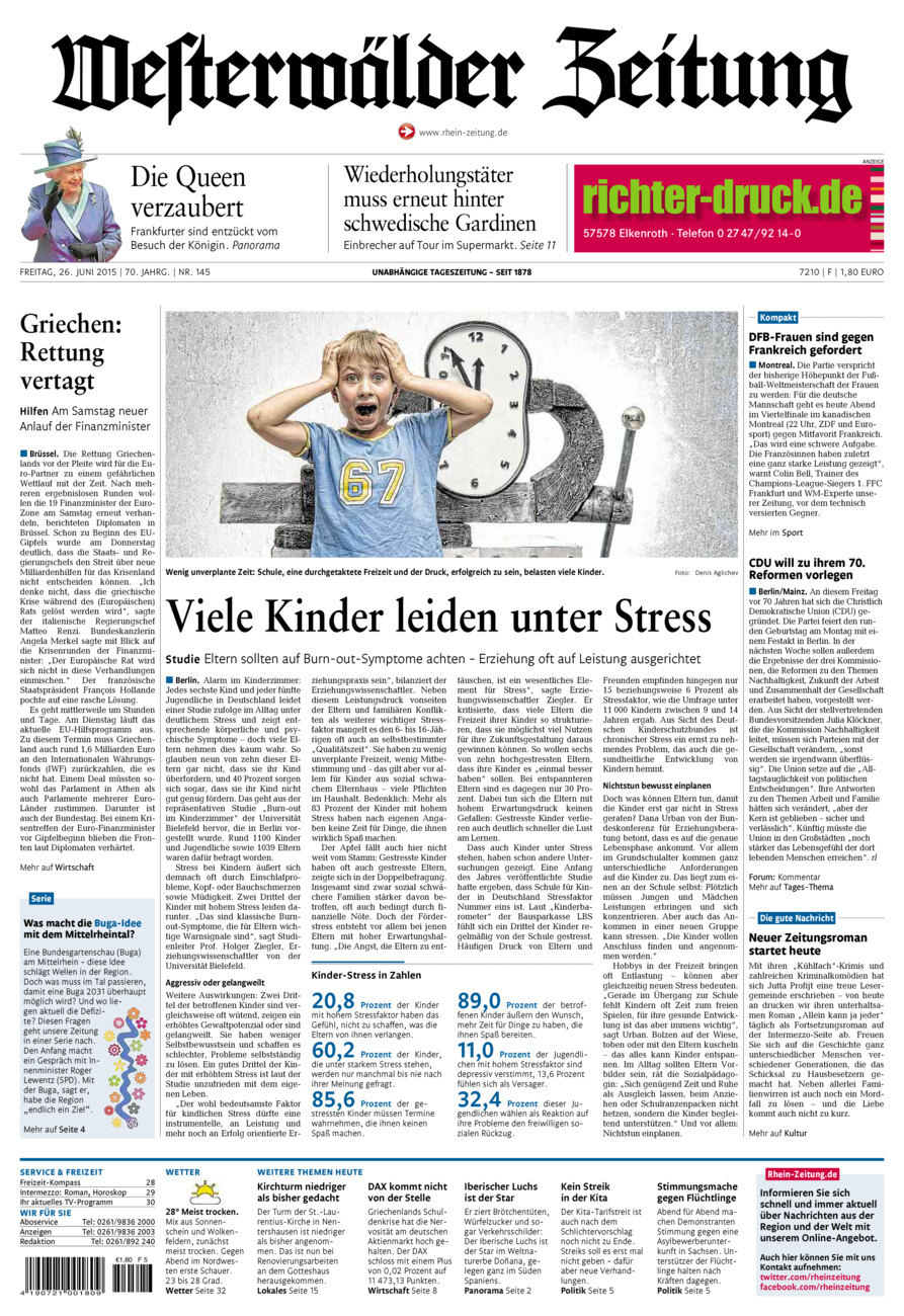 Westerwälder Zeitung vom Freitag, 26.06.2015