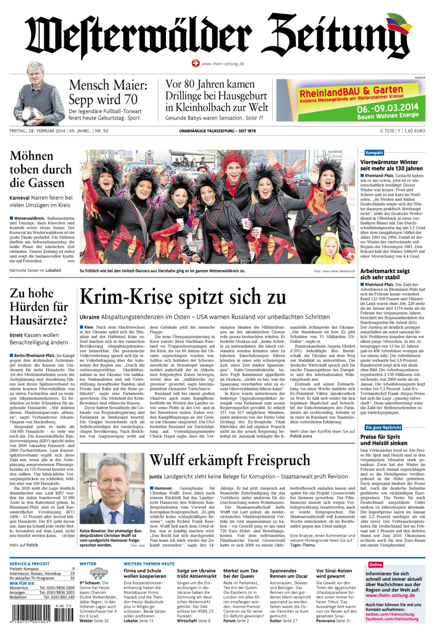 Westerwälder Zeitung vom Freitag, 28.02.2014