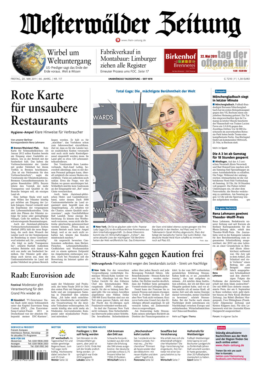 Westerwälder Zeitung vom Freitag, 20.05.2011