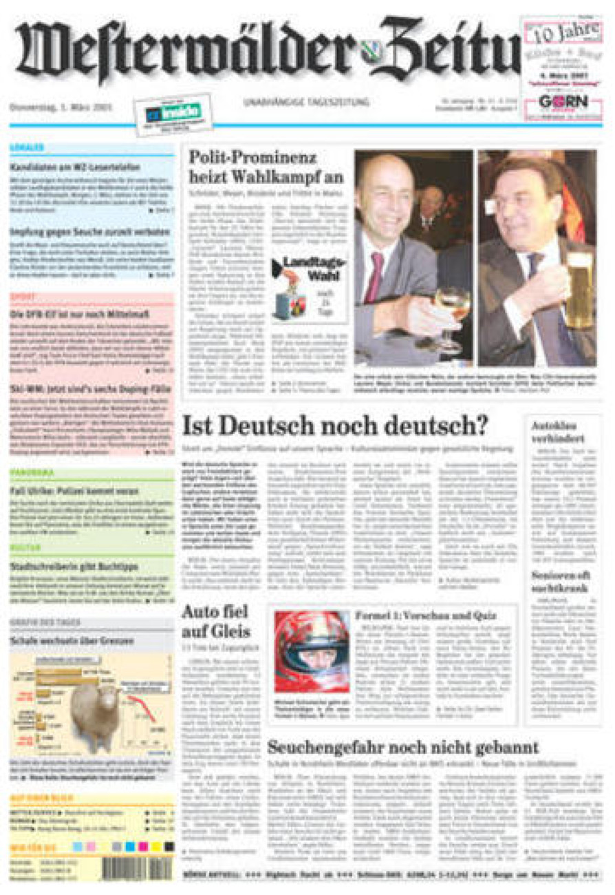 Westerwälder Zeitung vom Donnerstag, 01.03.2001