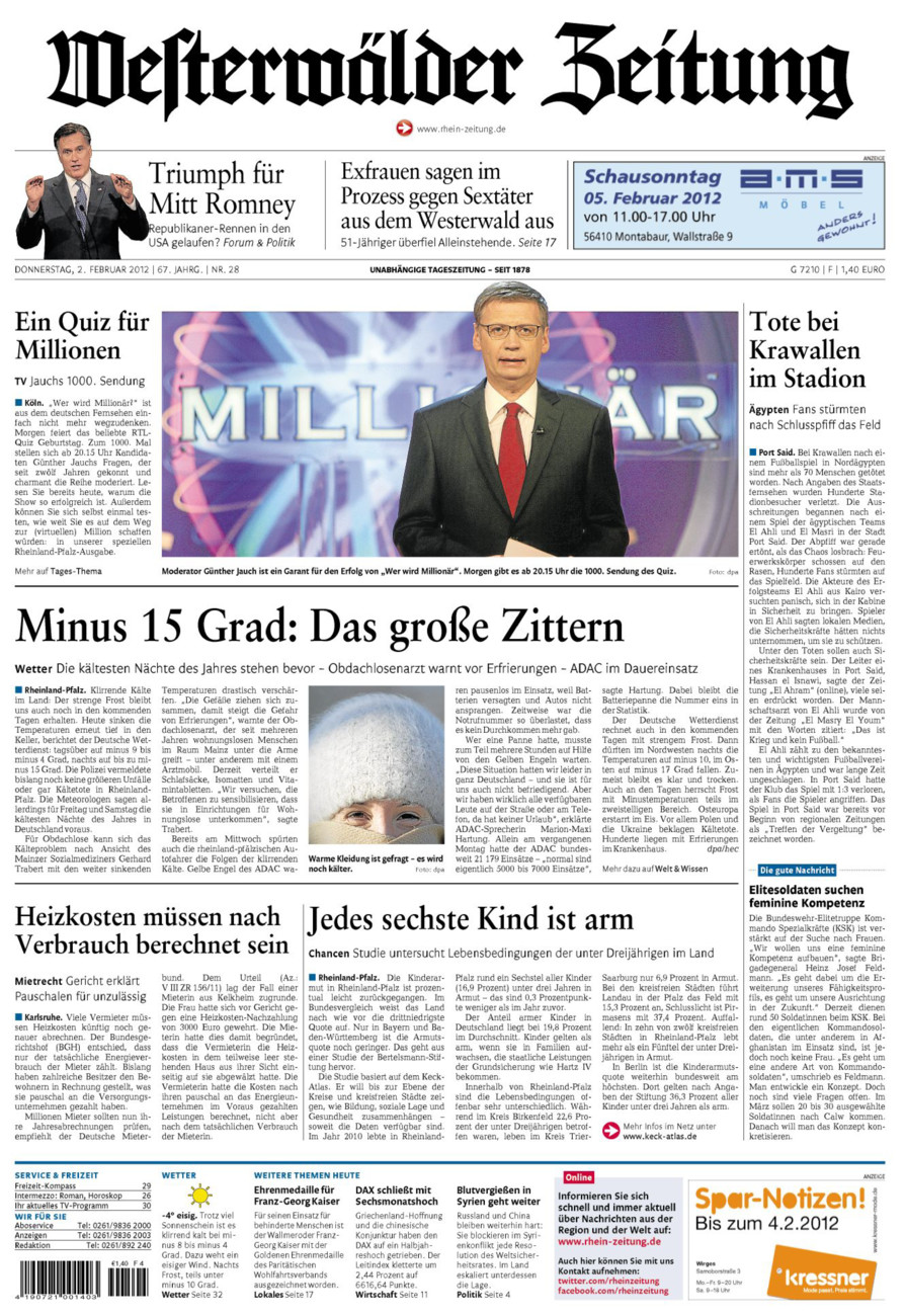 Westerwälder Zeitung vom Donnerstag, 02.02.2012