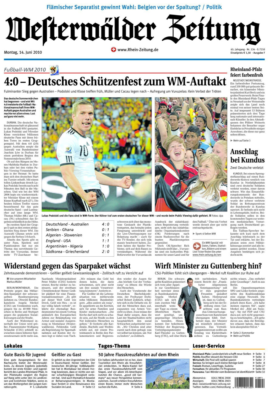 Westerwälder Zeitung vom Montag, 14.06.2010