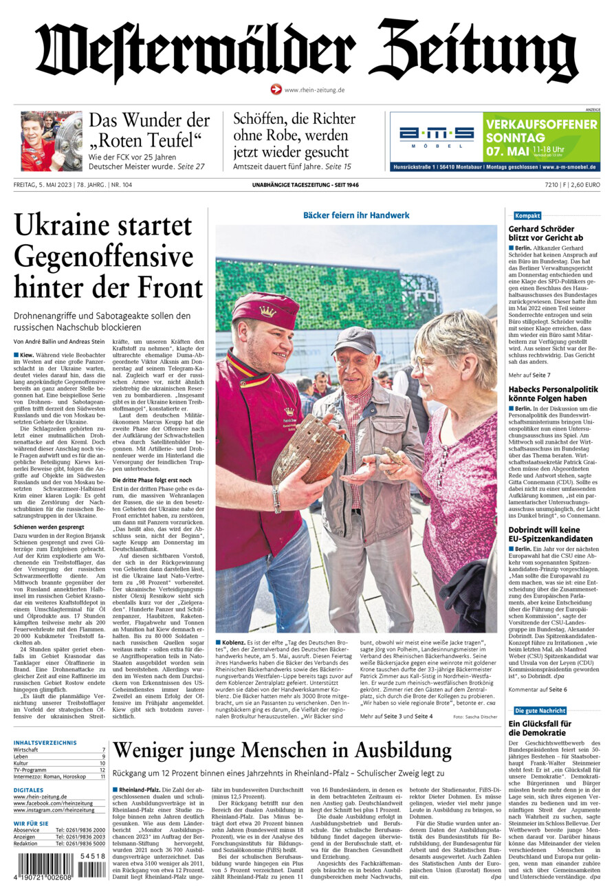 Westerwälder Zeitung vom Freitag, 05.05.2023