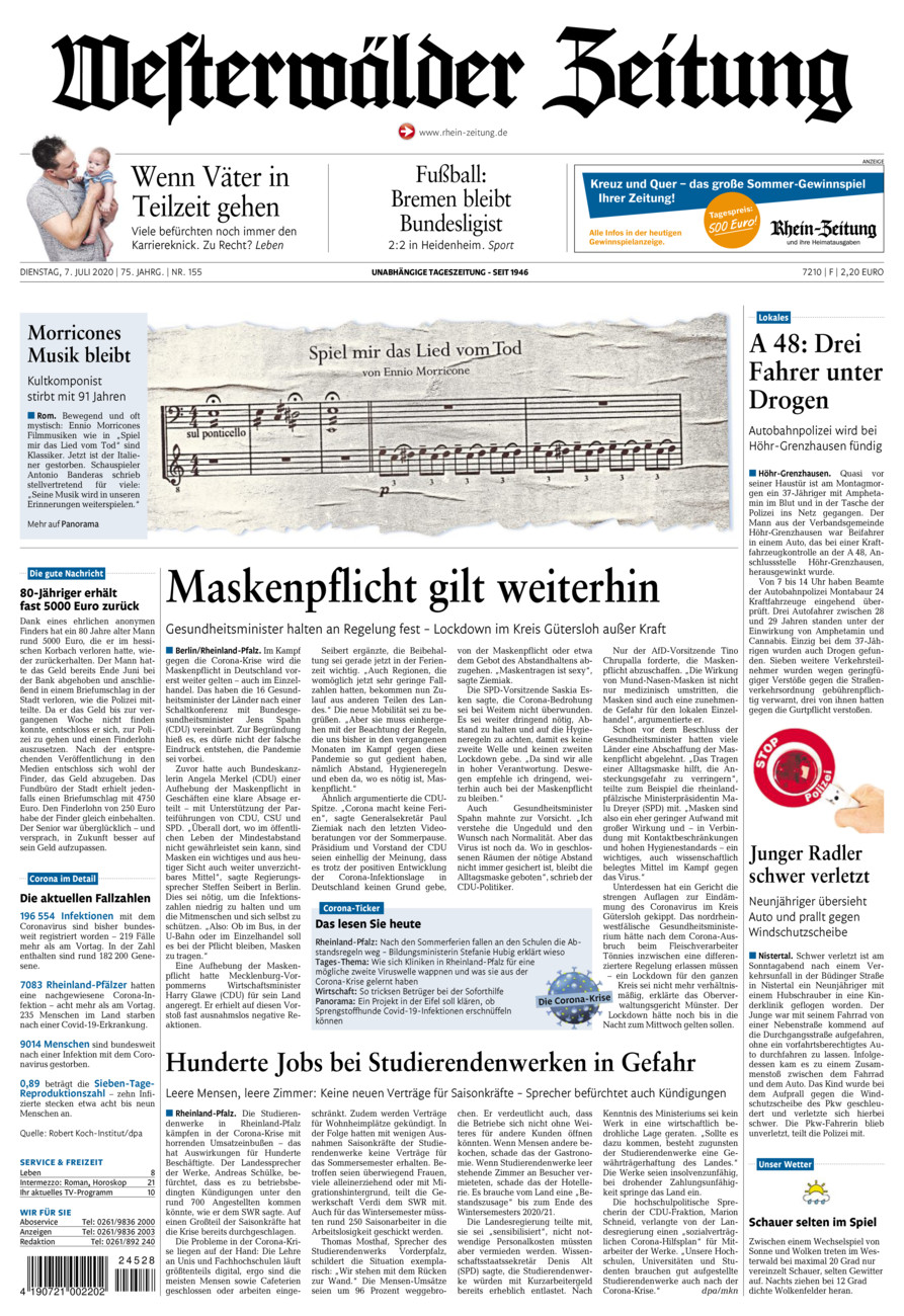 Westerwälder Zeitung vom Dienstag, 07.07.2020