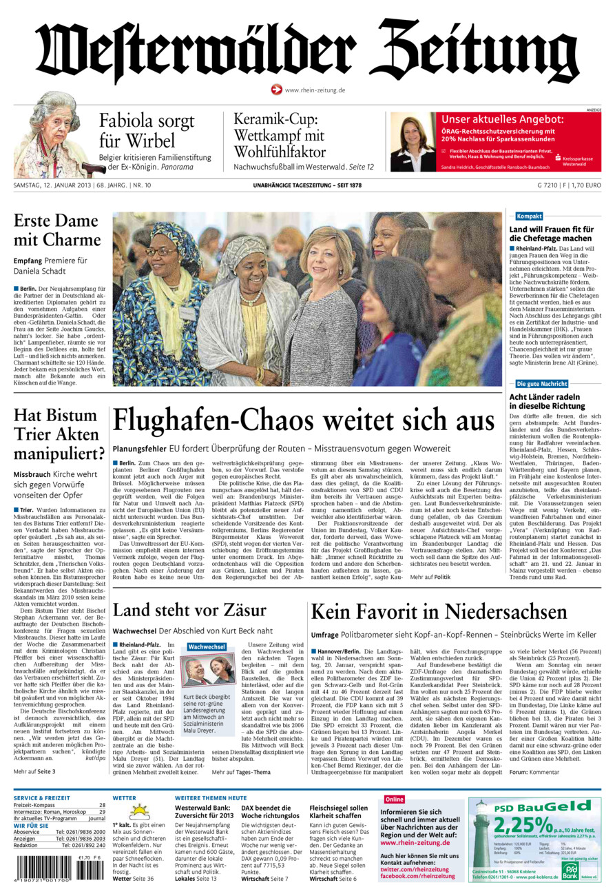 Westerwälder Zeitung vom Samstag, 12.01.2013