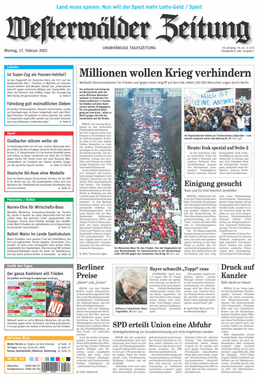 Westerwälder Zeitung vom Montag, 17.02.2003
